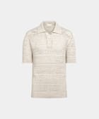 Beige gehaakt poloshirt