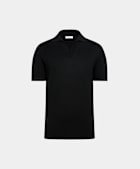 Zwart Kraagloos Poloshirt