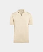 Beige Knooploos Poloshirt