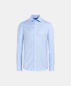 Light Blue Houndstooth Twill Slim Fit Shirt