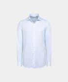 Light Blue Striped Poplin Tailored Fit Shirt