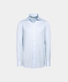 Light Blue Striped Poplin Tailored Fit Shirt