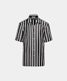 Black Striped Tailored Fit Short Sleeve Shirt