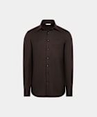 深棕色羊毛外衬衫