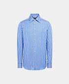 Blue Striped Point Collar Shirt