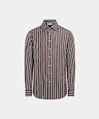 Brown Striped Point Collar Shirt