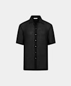 Black Viscose Linen Short Sleeve Shirt