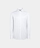 Hellgraues gestreiftes Hemd mit weit verbreitetem Kragen