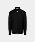 Hemdjacke mit Rei&szlig;verschluss aus Wolle-Mohair in Schwarz