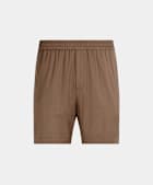 Mid Brown Straight Leg Shorts