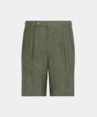 Pantalones cortos Mira verdes oscuros plisados