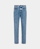 Mid Blue Washed Straight Leg Jeans
