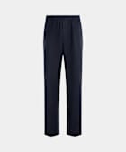 Navy Wide Leg Straight Trousers