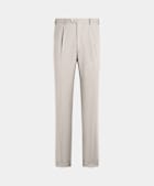 Light Taupe Wide Leg Tapered Suit Trousers