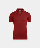 Red Buttonless Polo Shirt 