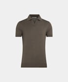Taupe Buttonless Polo