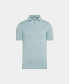 Mint Blue Buttonless Polo Shirt 