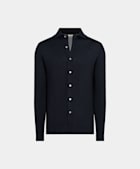 Cardigan-polo navy a maniche lunghe