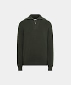 Dark Green Ribbed Half Zip