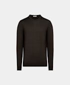 Sweter crewneck merino ciemnobrązowy