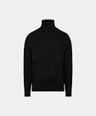 Black Merino Ribbed Turtleneck