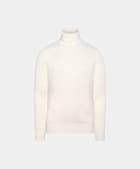 Merino Rollkragenpullover off-white Rippstrick