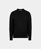 Black Merino Ribbed Crewneck