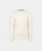 Ribbad benvit crewneck i merino