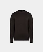 Sweter crewneck merino ciemnobrązowy