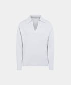 Light Blue Ribbed Long Sleeve Buttonless Polo