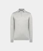 Polo manches longues Merino gris clair