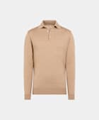 Mid Brown Merino Long Sleeve Polo