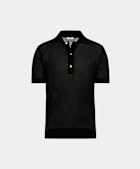Crochet-Poloshirt schwarz