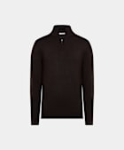 Dark Brown Merino Half Zip