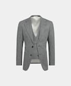 Mid Grey Herringbone Three-Piece Tailored Fit Havana Suit