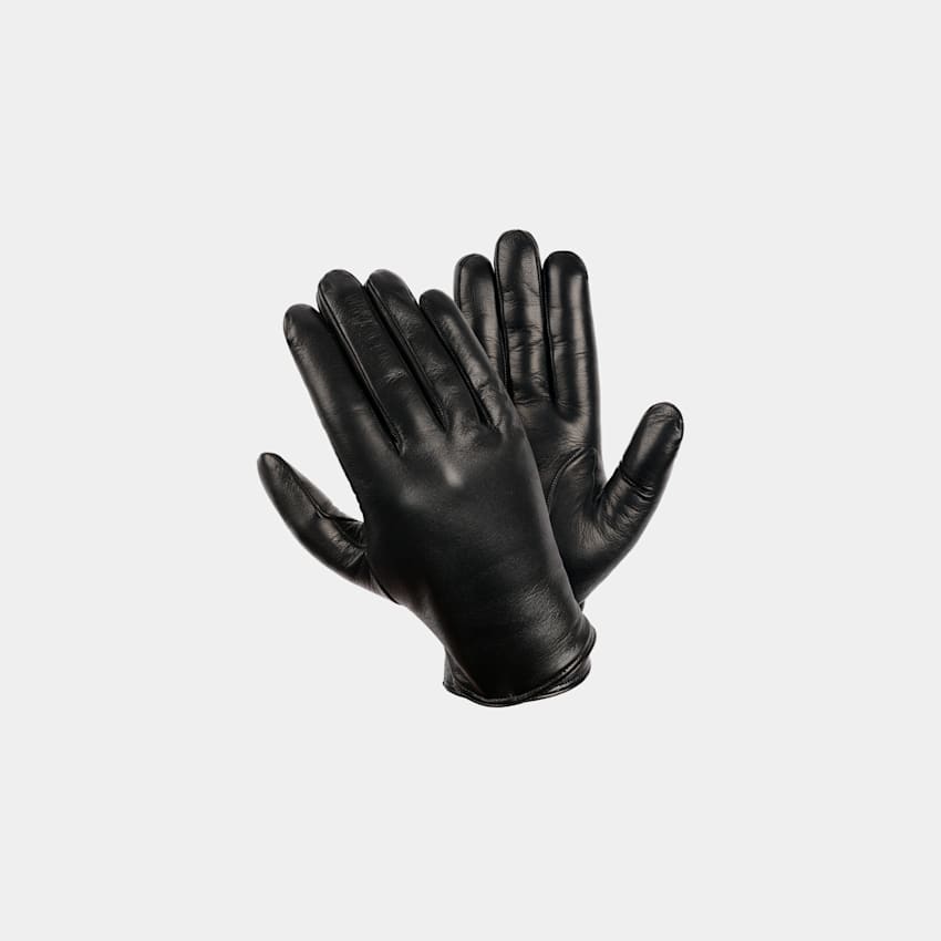 SUITSUPPLY Leather Black Gloves