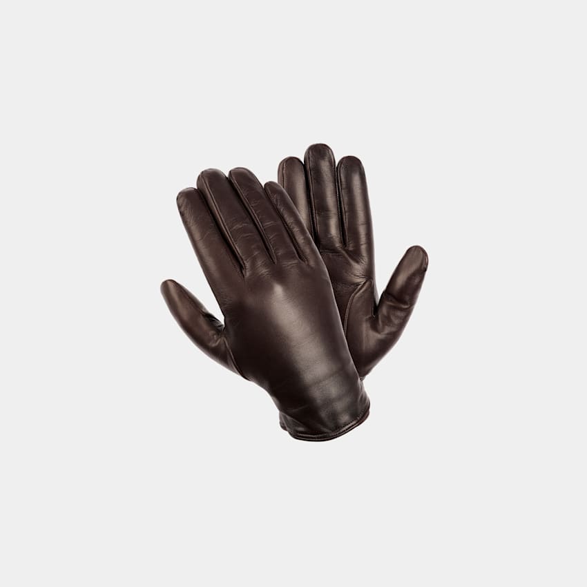 SUITSUPPLY Leather Dark Brown Gloves
