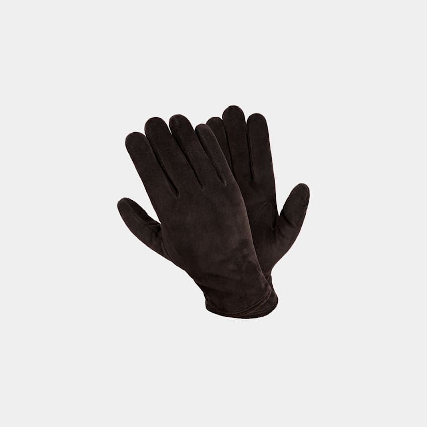 SUITSUPPLY Leather Dark Brown Gloves