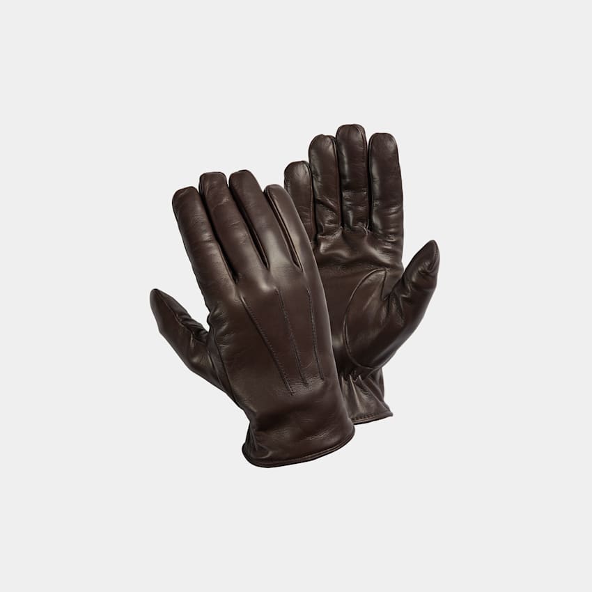 SUITSUPPLY Leather Brown Gloves