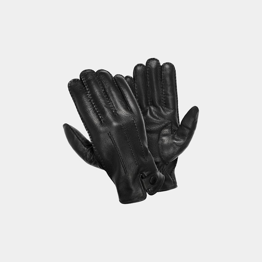 SUITSUPPLY Hirschleder Handschuhe schwarz