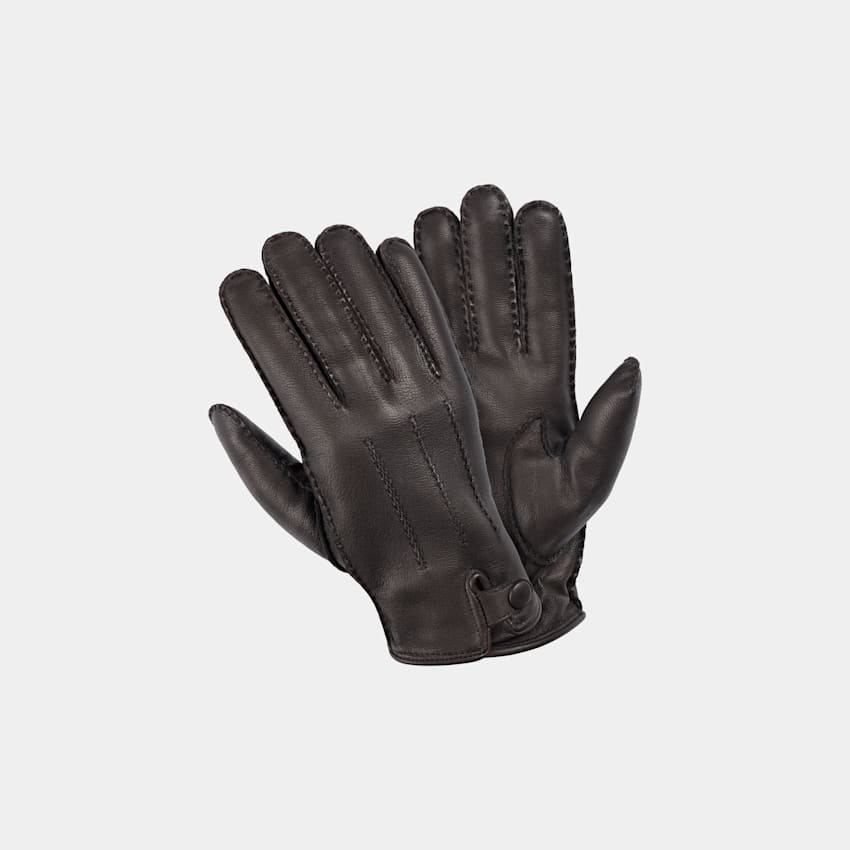 SUITSUPPLY Deer Leather Brown Gloves