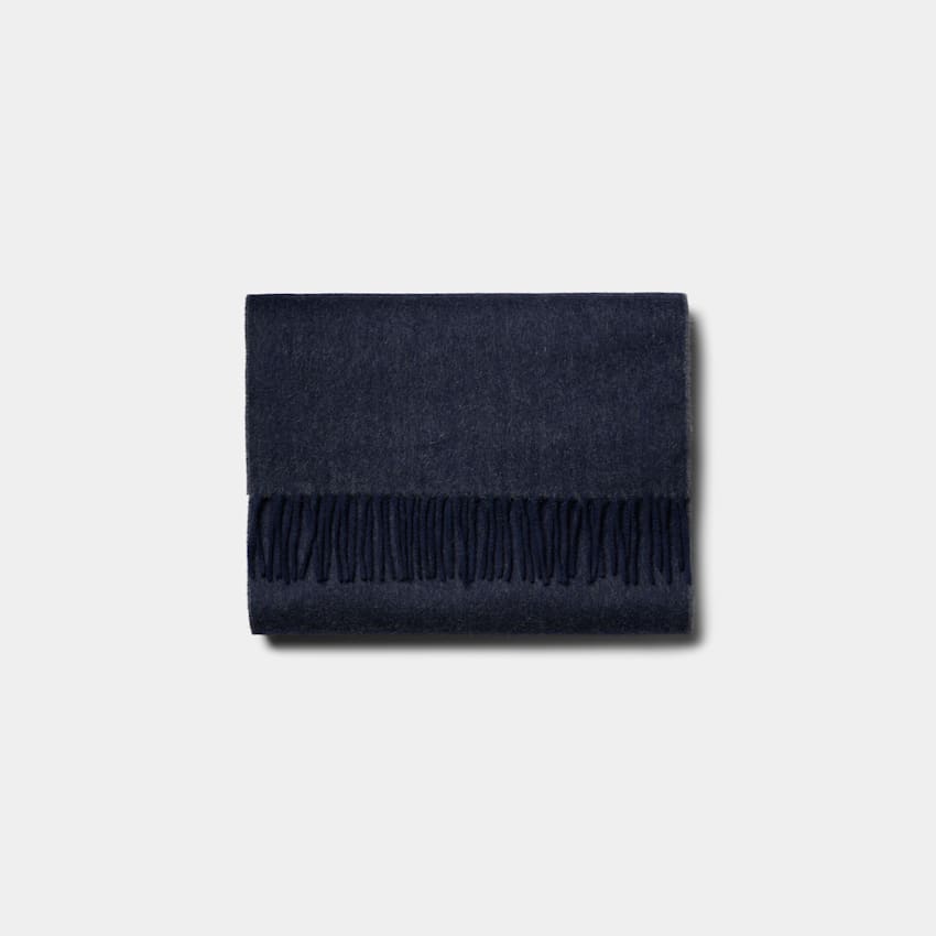 SUITSUPPLY 意大利 Cesare Gatti 生产的羊绒面料 藏青色和深灰色混色双面围巾