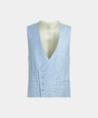 SUITSUPPLY Wool Silk Linen by E.Thomas, Italy Light Blue Waistcoat