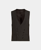 SUITSUPPLY Wool Silk Linen by Rogna, Italy Dark Brown Waistcoat