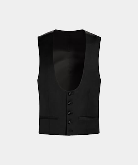 SUITSUPPLY Pure laine S110 - Vitale Barberis Canonico, Italie Gilet de smoking noir