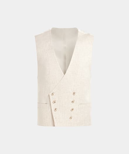 SUITSUPPLY Linen Cotton by Di Sondrio, Italy Sand Waistcoat