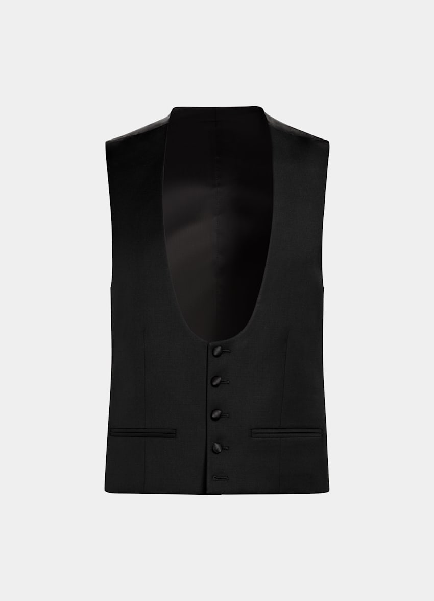 SUITSUPPLY Pure S110's Wool by Vitale Barberis Canonico, Italy Black Tuxedo Waistcoat
