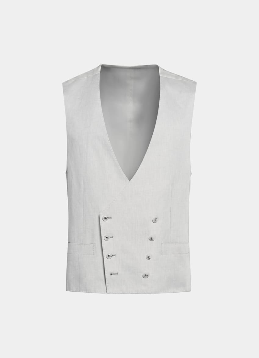 SUITSUPPLY Linen Cotton by Di Sondrio, Italy Light Grey Waistcoat