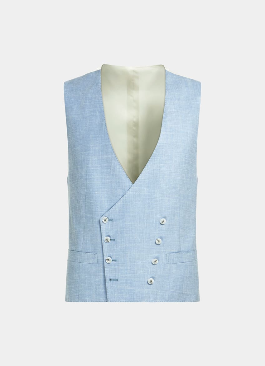 SUITSUPPLY Laine, soie et lin - E.Thomas, Italie Gilet de costume bleu clair
