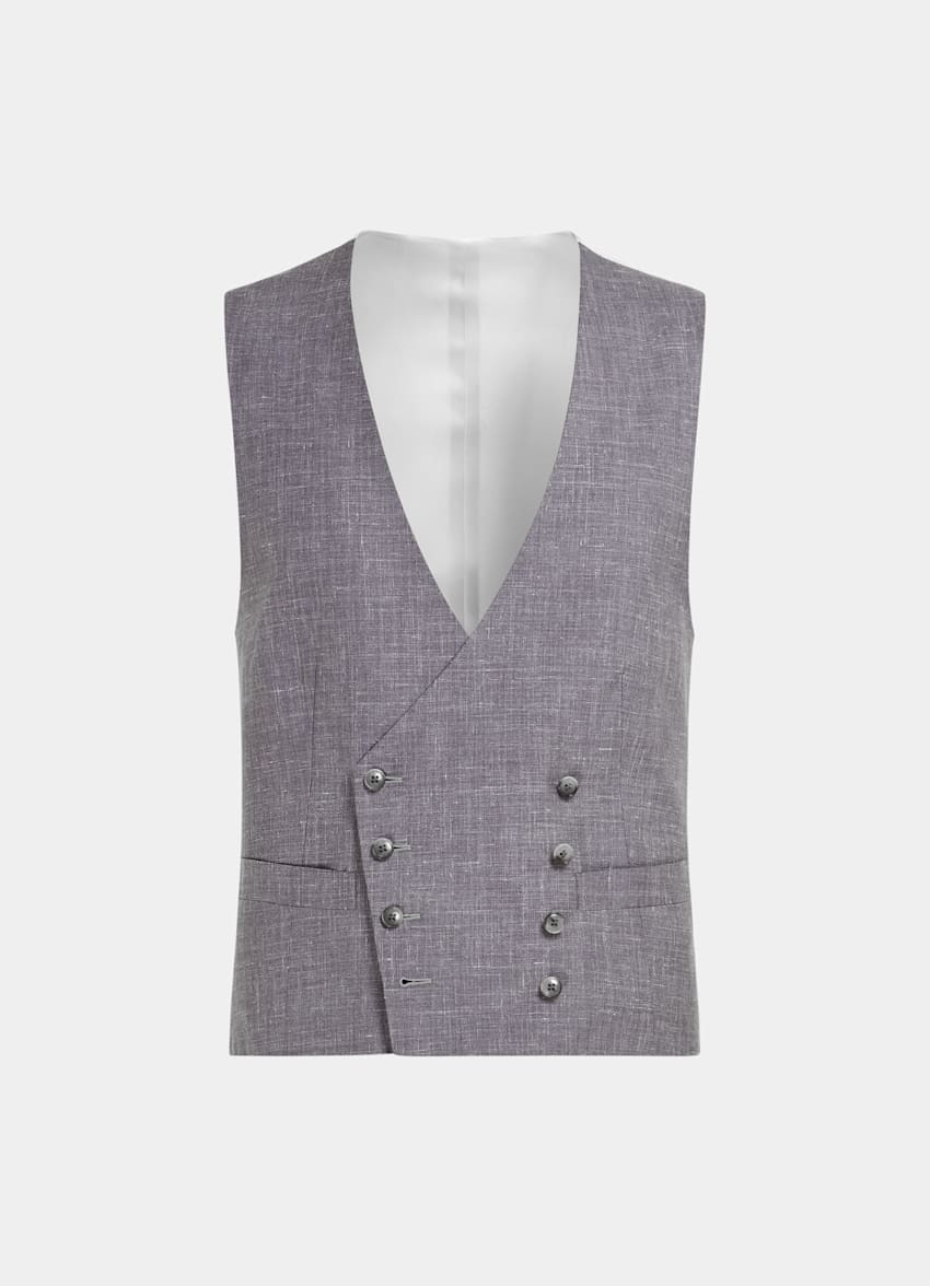SUITSUPPLY Wool Silk Linen by Rogna, Italy Purple Waistcoat